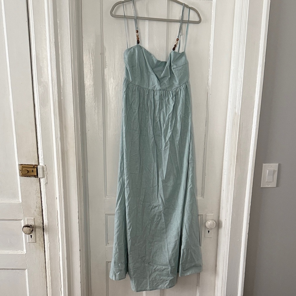 Abercrombie & Fitch Tie-Back Babydoll Maxi Dress light green